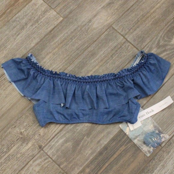 NWT Vera Bradley Chambray Ruffle Swim Top M 8 10 - Picture 3 of 12
